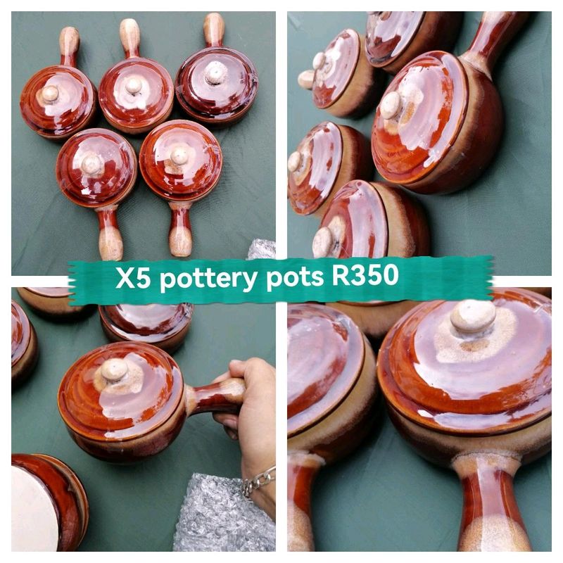 X5 pottery pots with lids R350
