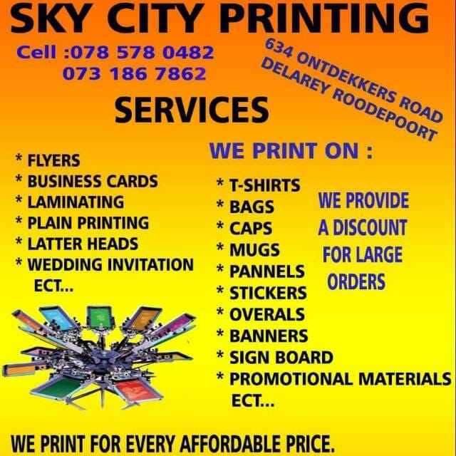 Skycity  printing  your  one stop  for  all printing needs  contact  078  578  0482