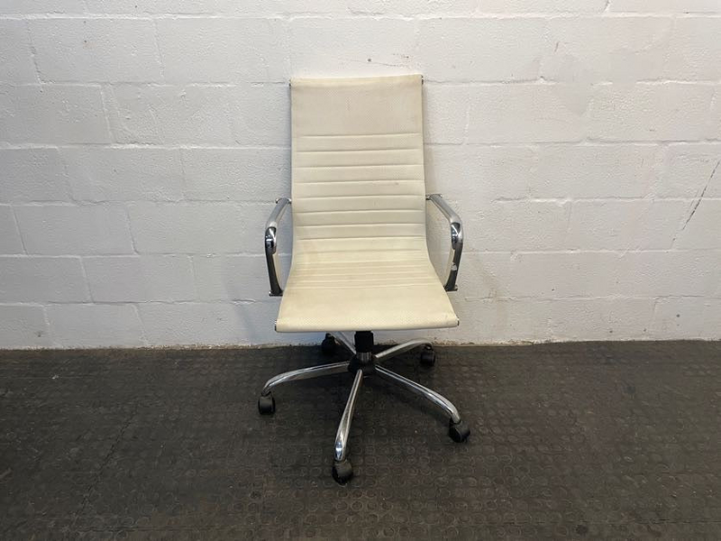 White Pleather Office Chair-