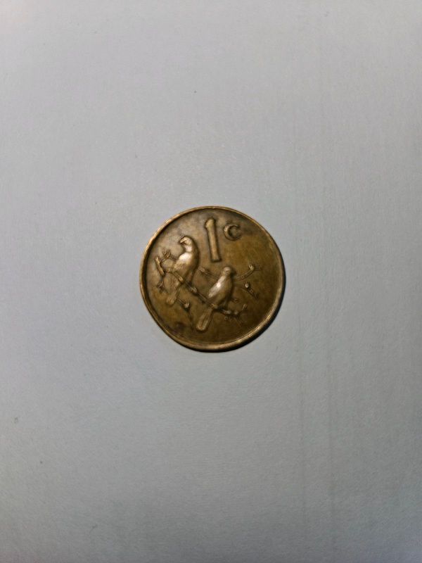 ONE CENT SOUTH AFRICA ERROR COIN : ONE CENT WITH NO FRONT IMAGE AND OFF CENTRE STRIKE. NO DATE.