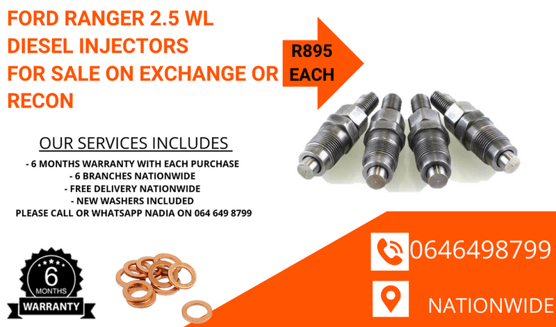 FORD RANGER 2.5 WL DIESEL INJECTORS FOR SALE - WE SELL ON EXCHANGE OR RECON.