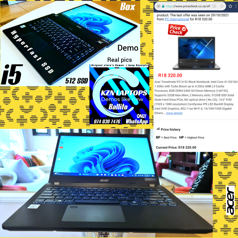 Acer i5 10gen ➡️512 ssd ➡️ box ➡️95%mint ➡️ sells 18k ■demo ■whatsapp ballito