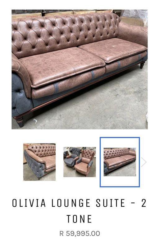 Olivia 2 Tone Fabric Lounge Suite