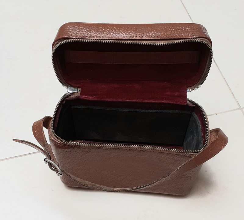 Vintage leather camera case.