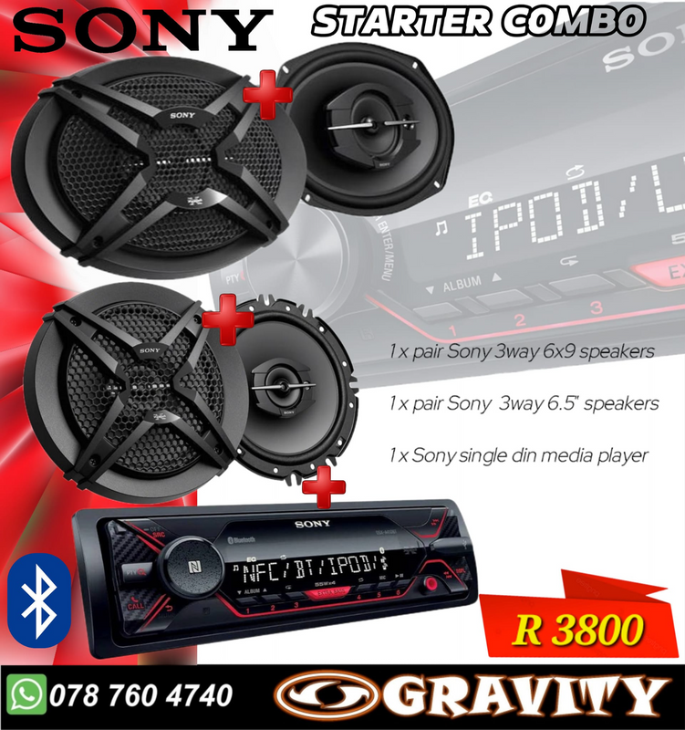 SONY CAR AUDIO COMBO DEAL | MEDIA PLAYER | 6x9 SPEAKERS | 6&#34; COAXIAL MIDS | GRAVITY AUDIO