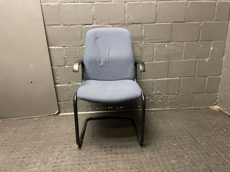 Blue Visitors Chair(Black Arms) - PRICE DROP- A41586