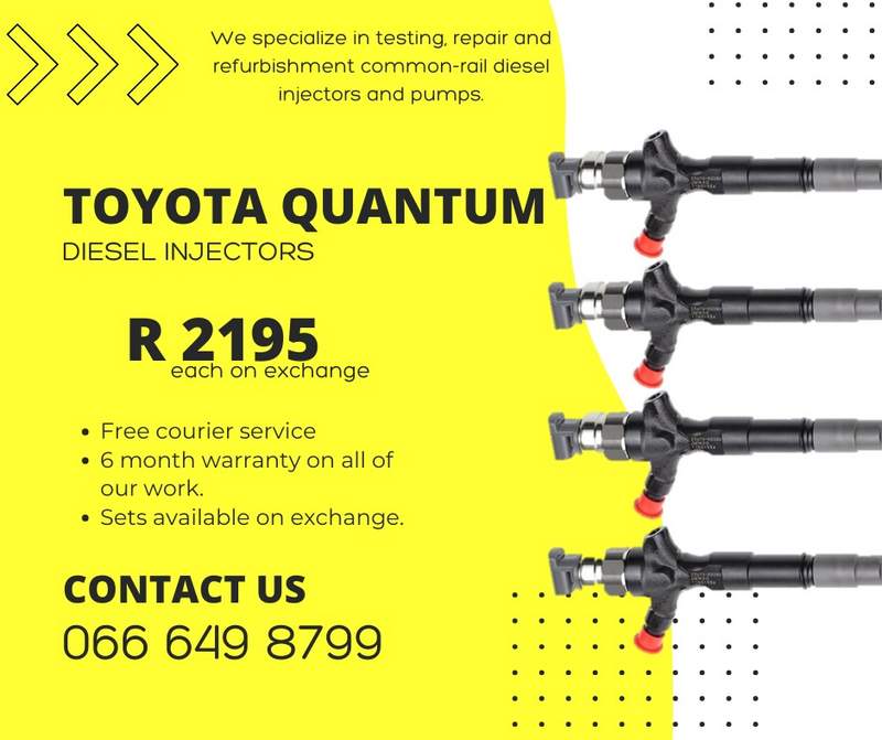 Toyota Quantum diesel injectors for sale on exchange 6 months warranty