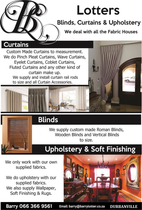 Custom Made Curtains ,Blinds , Re Upholstery .Wallpaper