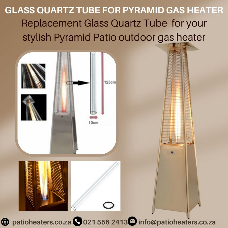 Glass quartz Tube for Pyramid Gas heater replacement tube.