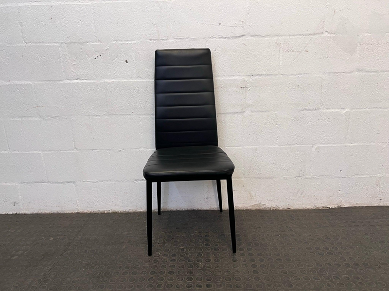 Black Pleather Ribbed Bar Stool (Slight Material Damage) - PRICE DROP- A46088