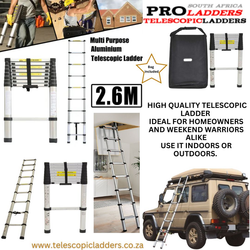 2.6m Telescopic ladder. lightweight, durable, and compact.