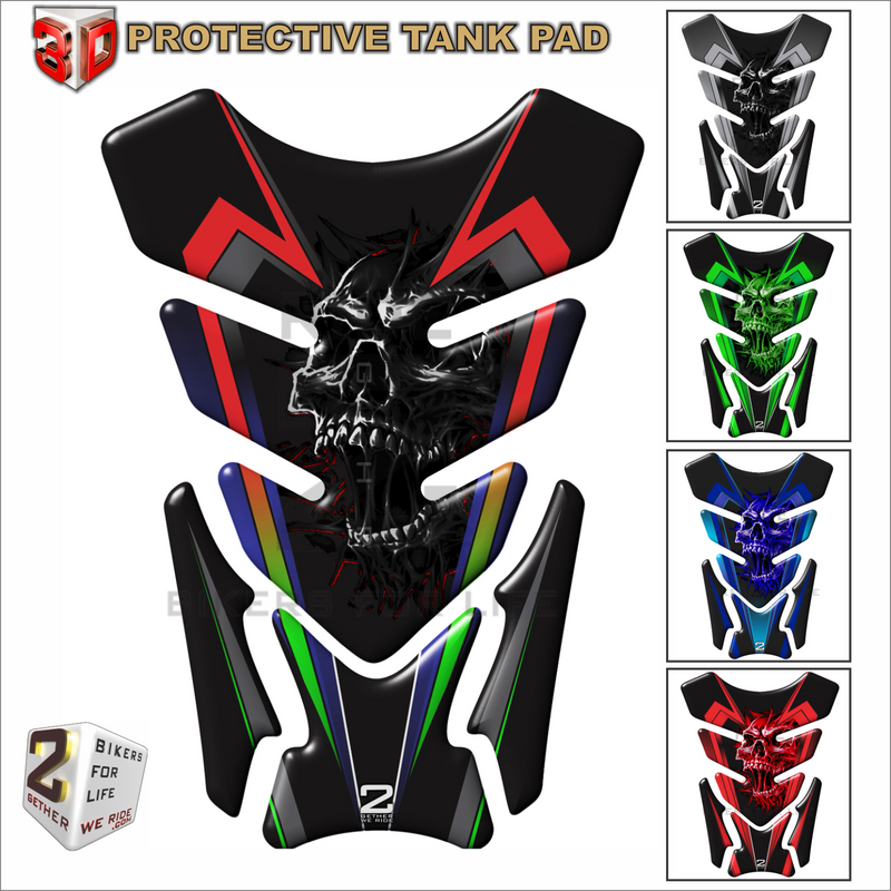 Universal Fit Red, Blue and Black Screaming Skull Motor Bike Tank Pad Protector