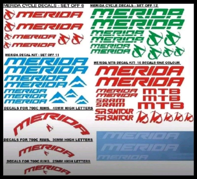 Merida bicycles frame stickers decals sets