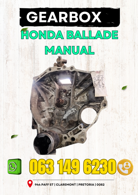 Honda ballade manual gearbox R3000 WhatsApp me for more spares 063 149 6230