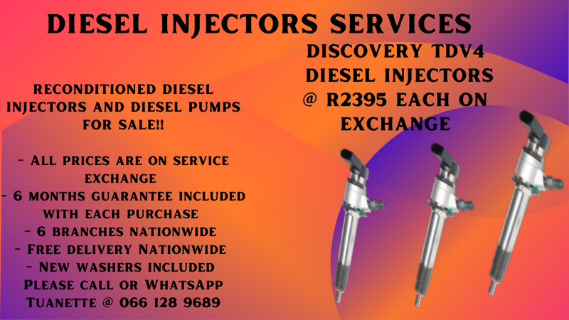 DISCOVERY TDV 4 ,TDV6, TDV8 DIESEL INJECTORS FOR SALE ON EXCHANGE OR TO RECON YOUR OWN