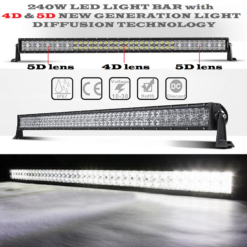 LED Light Bar 240W 4D and 5D NEW GENERATION LED Auto Work Spot Search Hunting Light Bar. Brand NEW
