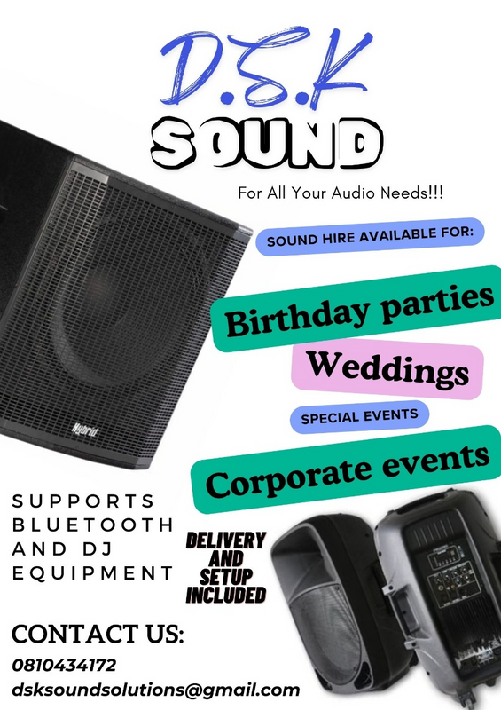 Sound and equipment for hire at affordable prices!(R500/day)