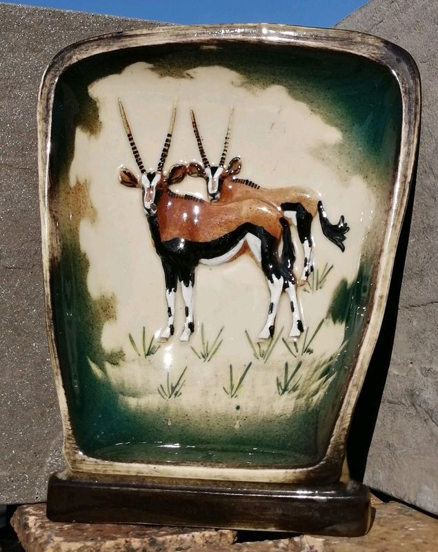 Rare Find* Gemsbok Ceramic Wall Art Handmade SA