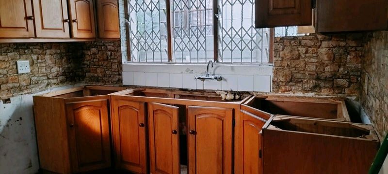 Solid oak kitchen cupboards