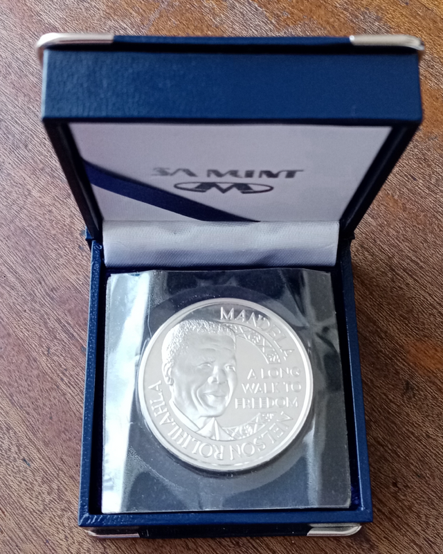 2001 Norway Mandela proof 1oz sterling silver medal in box