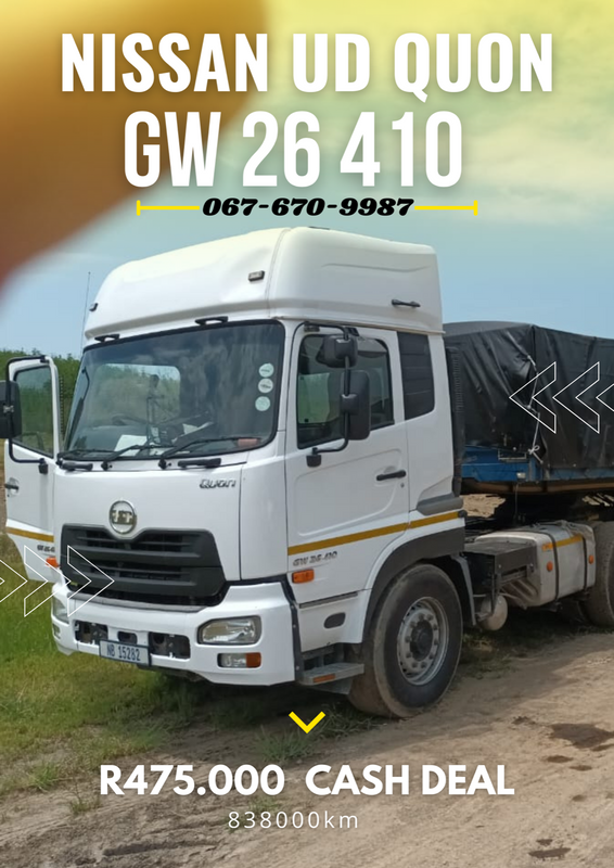 2014 - Nissan UD Quon GW 26 410 Double Axle Truck for sale - R450k Excl Vat