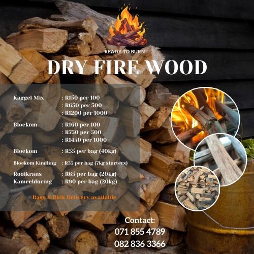 Dry Firewood Readily available. We deliver