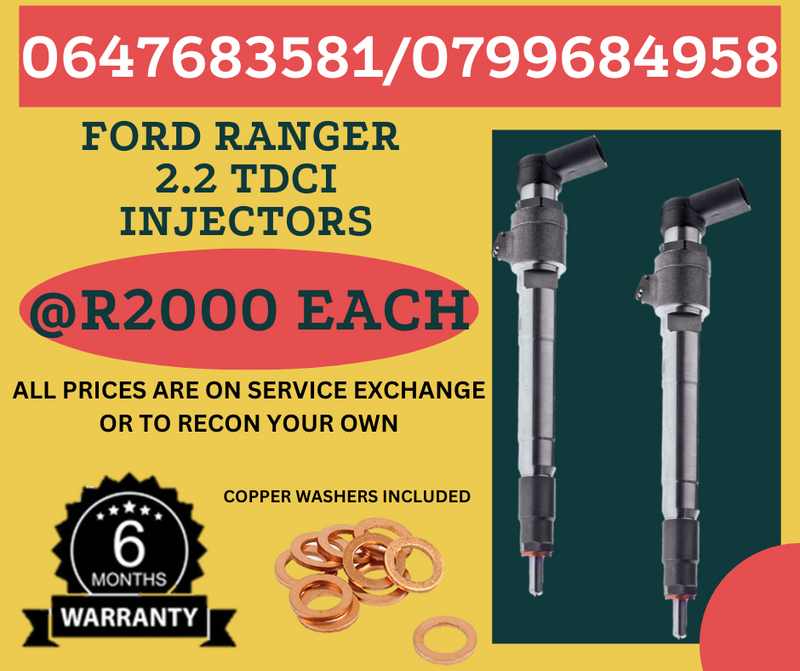 FORD RANGER 2.2 TDCI DIESEL INJECTORS/ 6 MONTHS WARRANTY