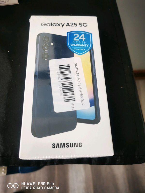 New Samsung A25 5G, blue black, 128Gb ROM and 6GB RAM, dual sim, sealed in box.