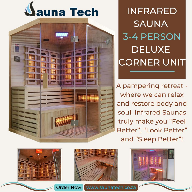 Infrared sauna 3-4 Person Deluxe corner unit.