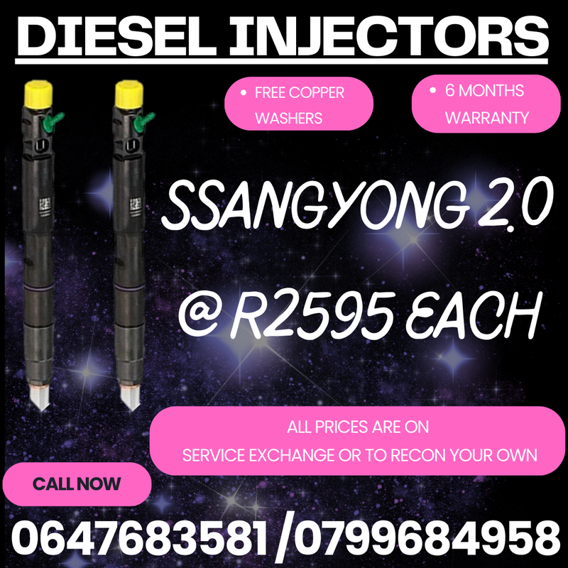 SSANGYONG 2.0 DIESEL INJECTORS/ WE RECON AND SELL ON EXCHANGE