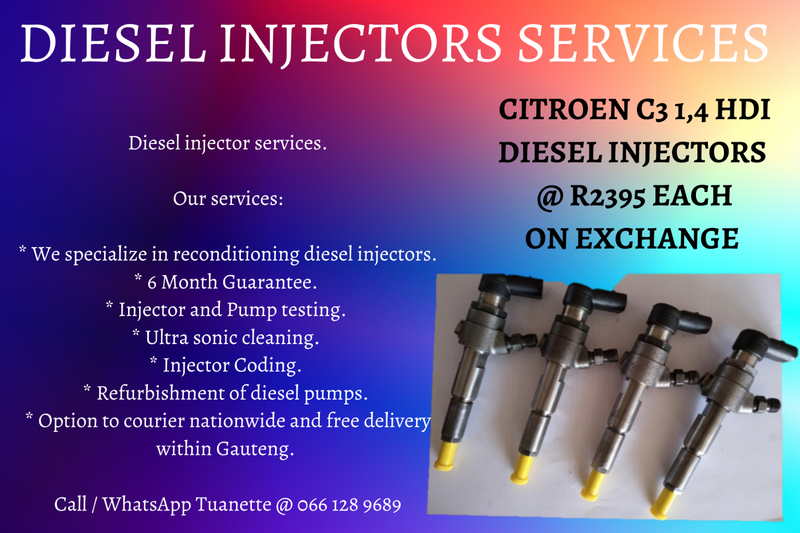 CITROEN C3 1,4 HDI DIESEL INJECTORS FOR SALE ON EXCHANGE OR TO RECON YOUR OWN