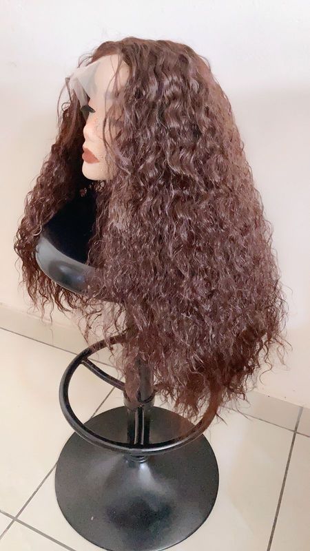Full Lace Front Brown Natural Curl Synthetic Hair Wig For Sale