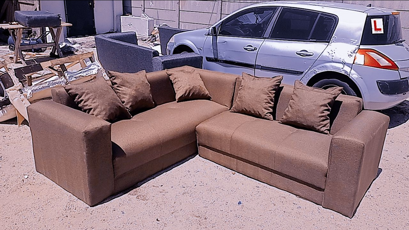 Brown L shape couch