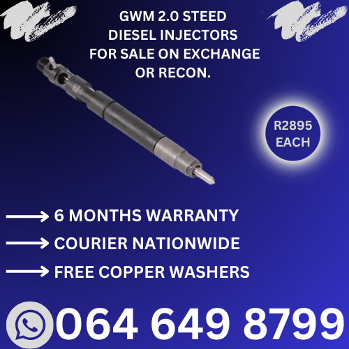 GWM 2.0 STEED DIESEL INJECTORS FOR SALE ON EXCHANGE WITH 6 MONTHS WARRANTY