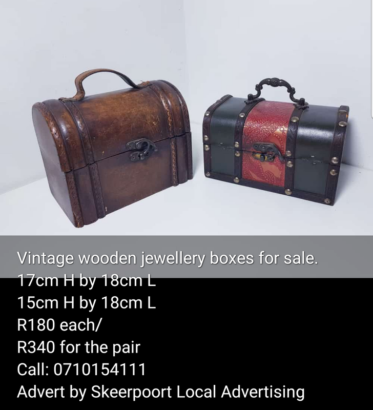 2x Vintage wooden jewellery boxes for sale