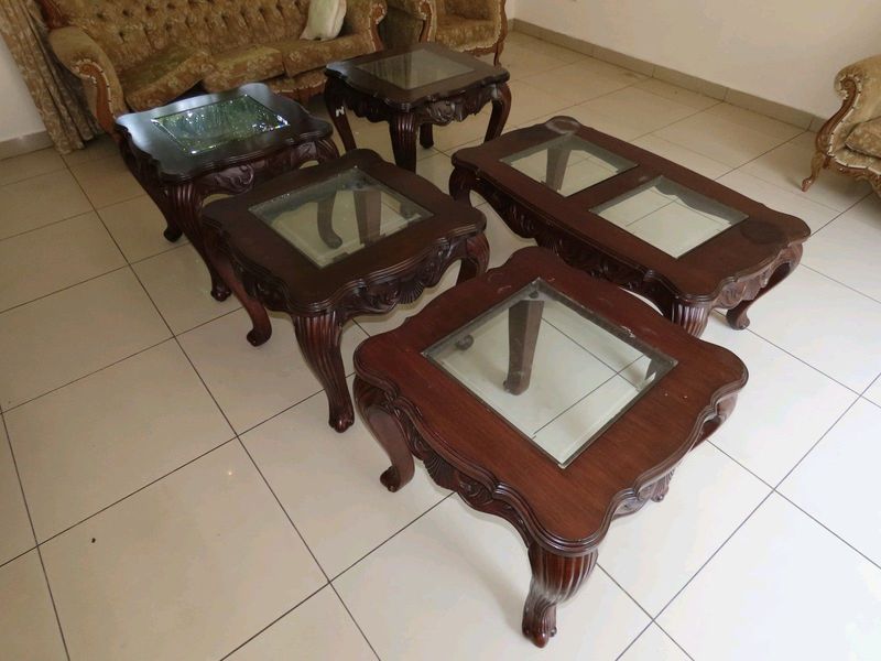 4 Glass Side Table &#43; Glass Coffee Table