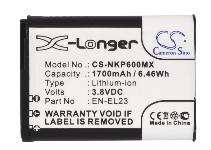 Camera Battery CS-NKP600MX for NIKON Coolpix P600 etc.