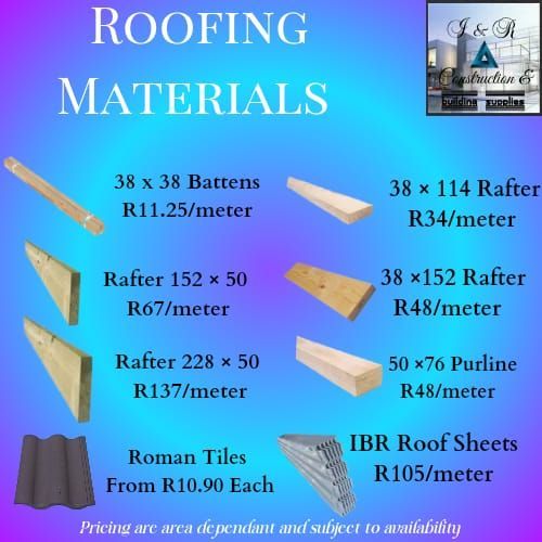 Roofing Products Available, ALL types of Building materials needs