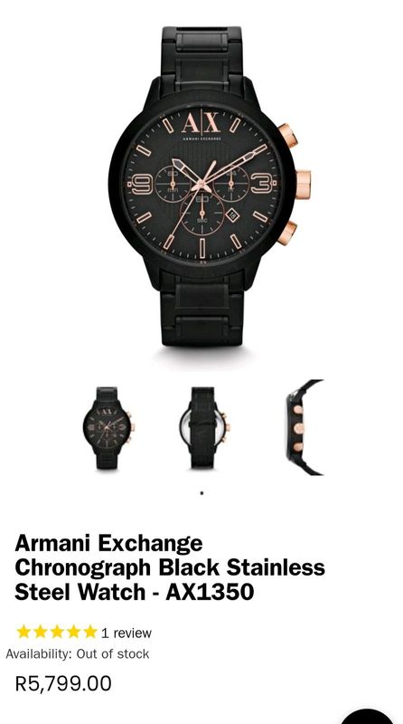 Armani Exchange Chronograph Black Stainless Steel Watch -AX 1350