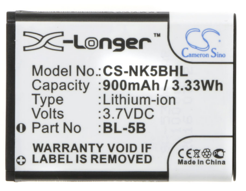 Camera Battery CS-NK5BHL for ALCATEL One Touch S680 etc.