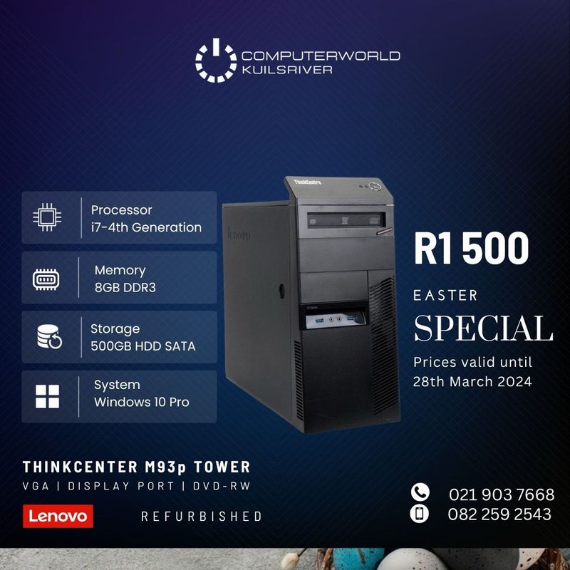 i7 Lenovo M93p towers for R1500