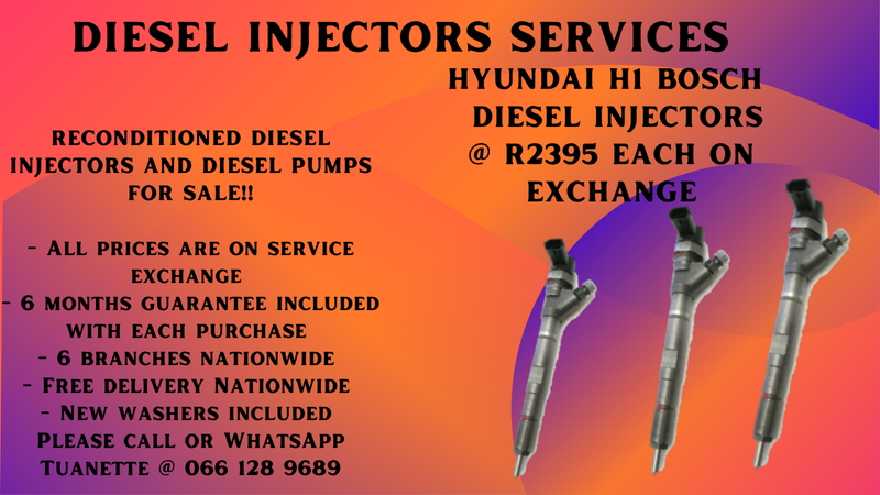 HYUNDAI H1 BOSCH DIESEL INJECTORS FOR SALE ON EXCHANGE OR TO RECON YOUR OWN