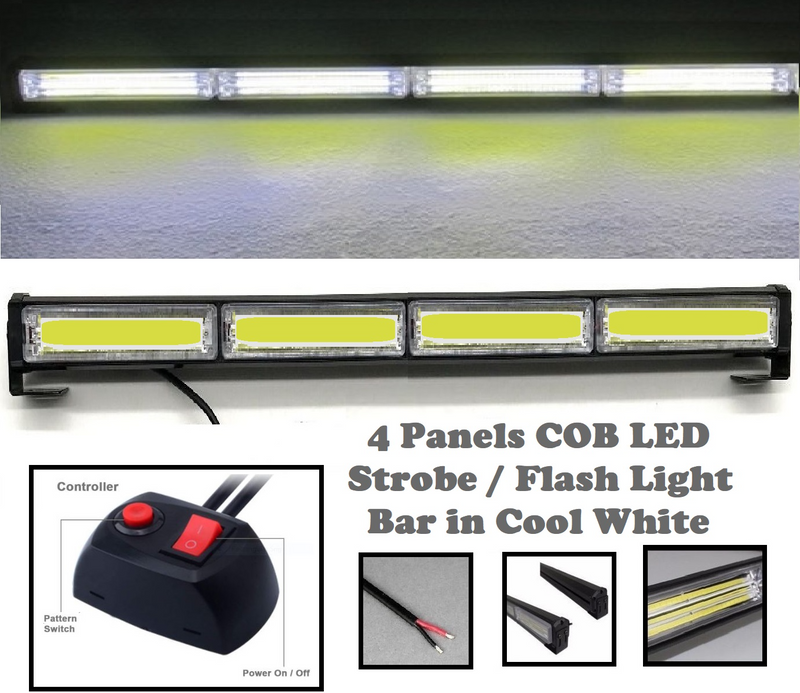 Cool White COB LED Flash Strobe Vehicle Light Bars. Single Sided, Multiple Modes. Brand New Products