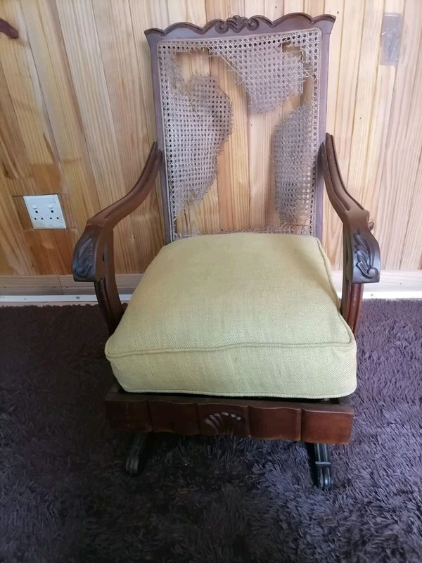 Solid antique rocking chair needs backing