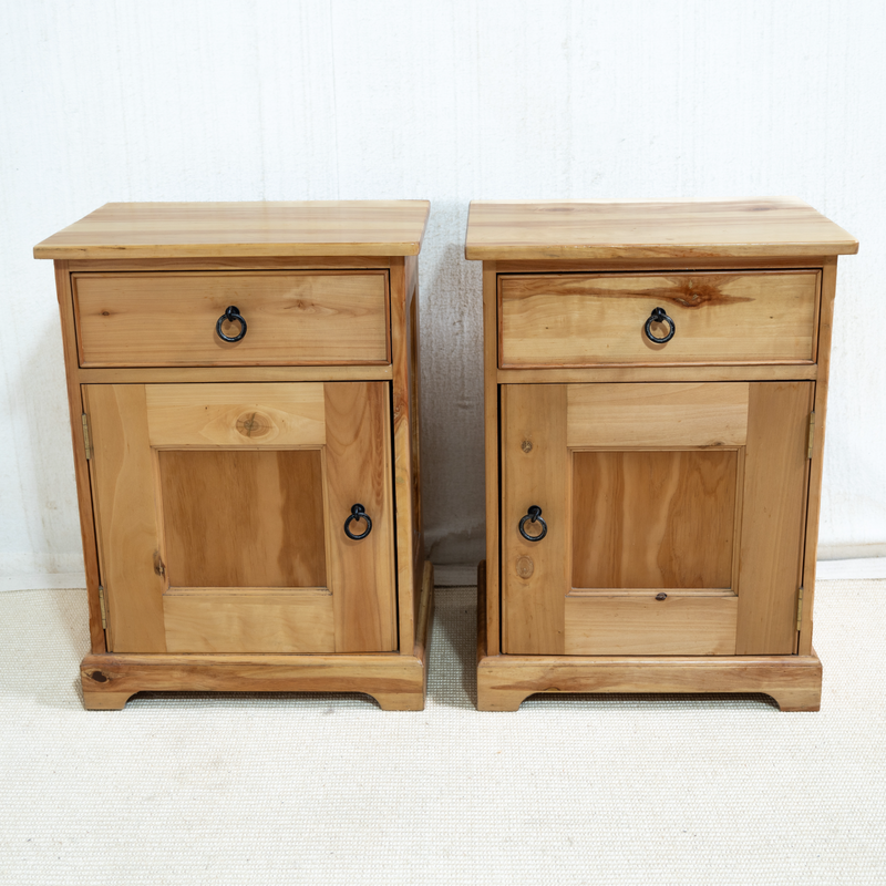 Pair of Solid Cotton Wood Bedside Pedestals