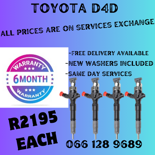 TOYOTA D4D  DIESEL INJECTORS FOR SALE ON EXCHANGE OR TO RECON YOUR OWN