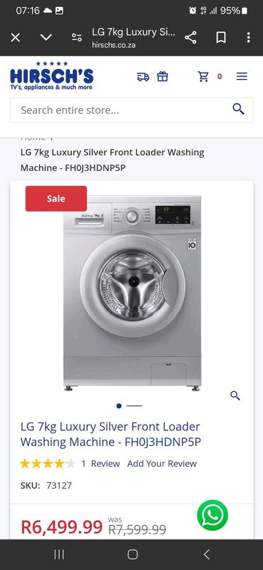 Lg 7kg silver washing machine