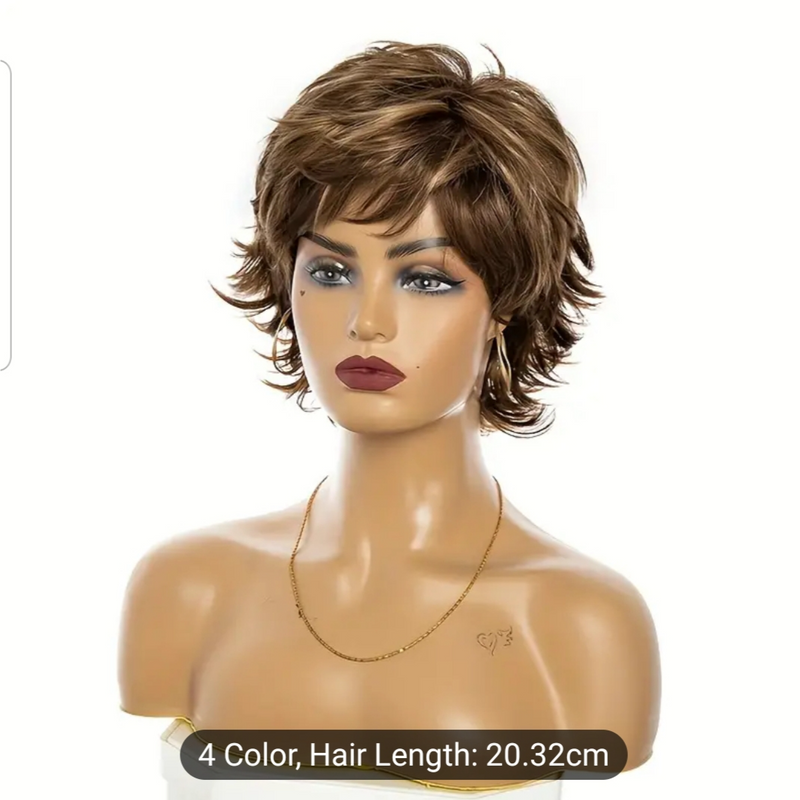 Brown wavy wig with blonde highlights. *New*
