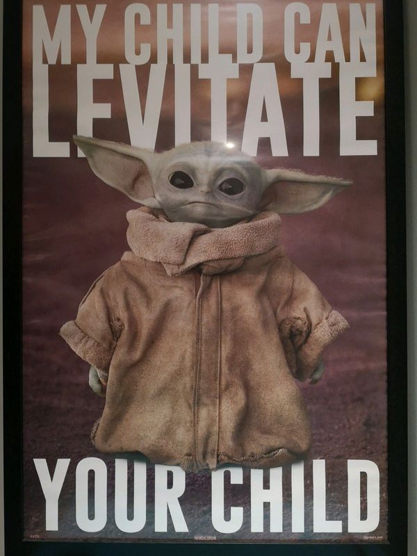 Framed Baby Yoda Poster for Sale