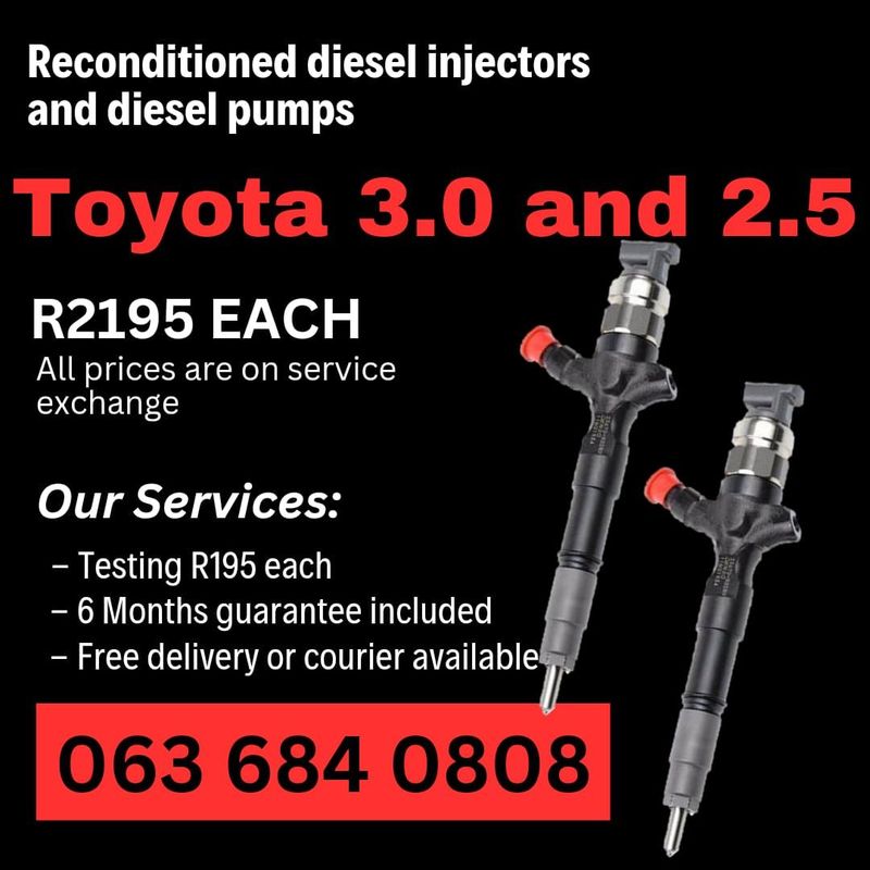 TOYOTA 2.5 AND 3.0 DIESEL INJECTORS FOR SALE WITH WARRANTY ON